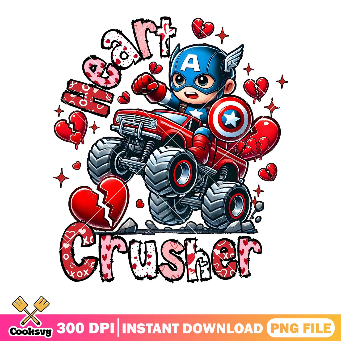 Captain america heart crusher png, valentine gifts png, marvel valentine png