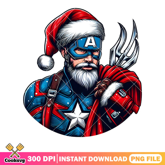 Captain christmas santa png, captain america png, marvel christmas png