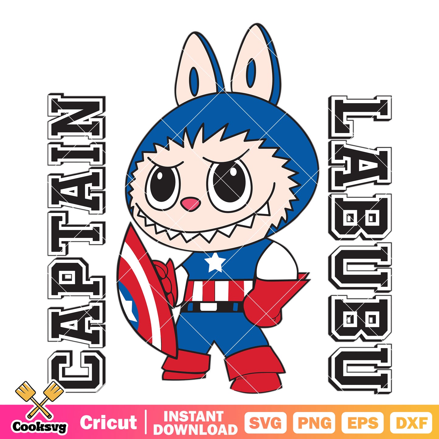 Captain labubu monster svg, labubu clothing svg, labubu costume​ svg