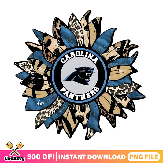 Carolina Panthers Sunflower PNG, NFL Leopard Flower, Panthers PNG