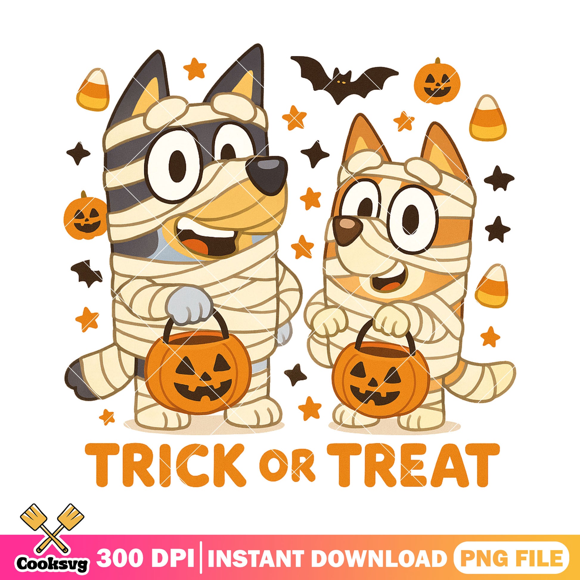 Cartoon bluey bingo trick or treat png, costume in halloween png