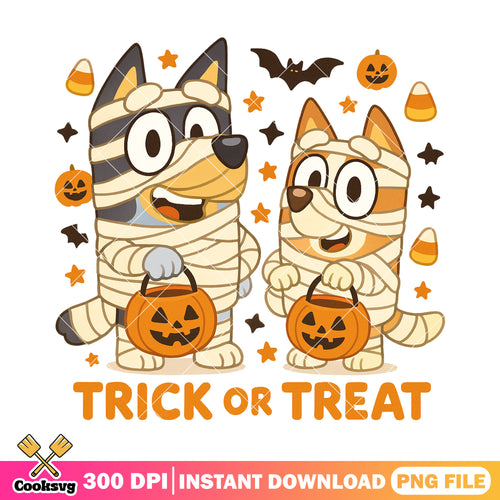 Cartoon bluey bingo trick or treat png, costume in halloween png