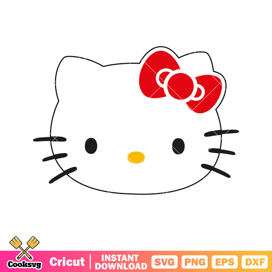 Cartoon hello kitty head red bow tie svg, hello kitty bow tie svg