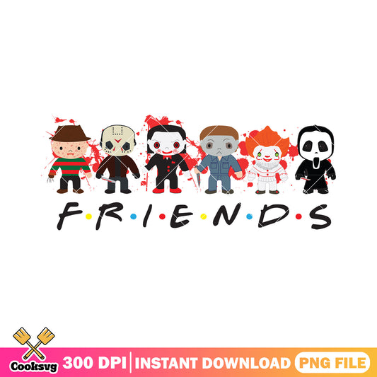 Cartoon horror killer friends design png, scariest horror movies of all time png