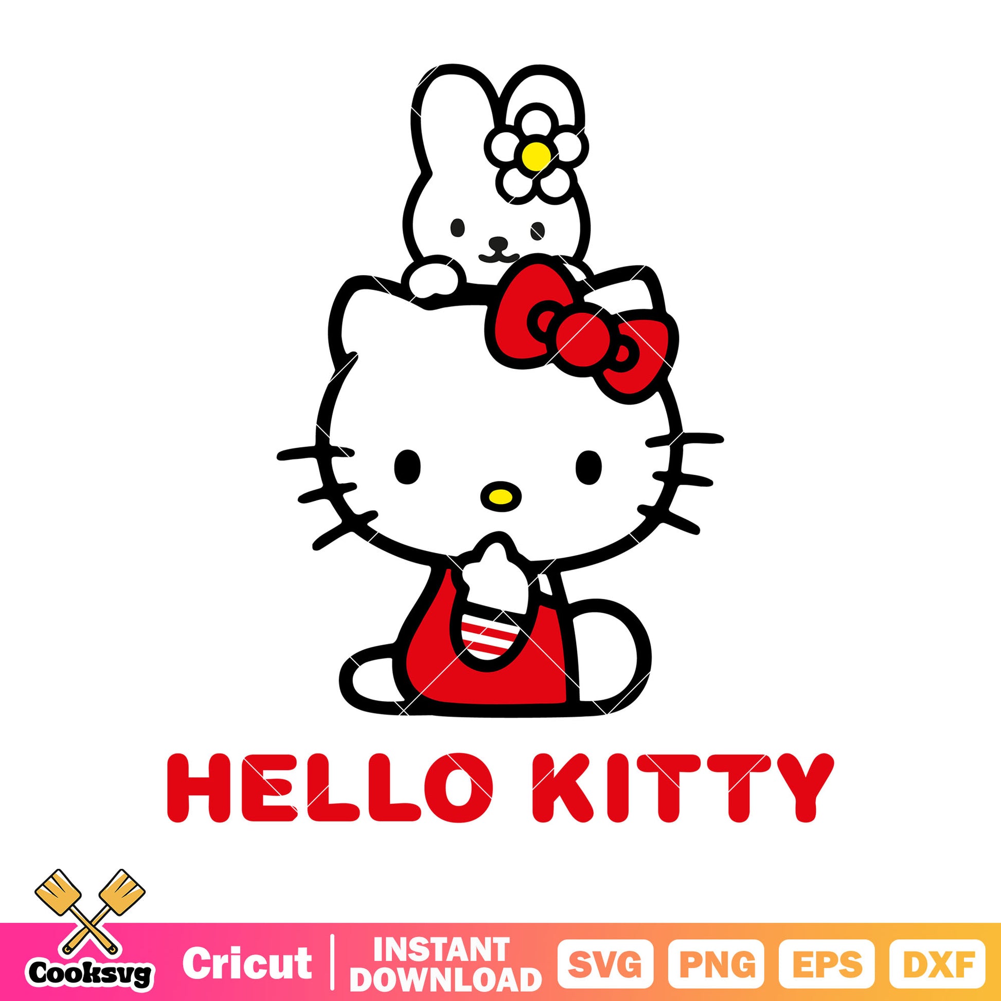 Cartoon sanrio hello kitty and bunny svg, hello kitty sanrio svg