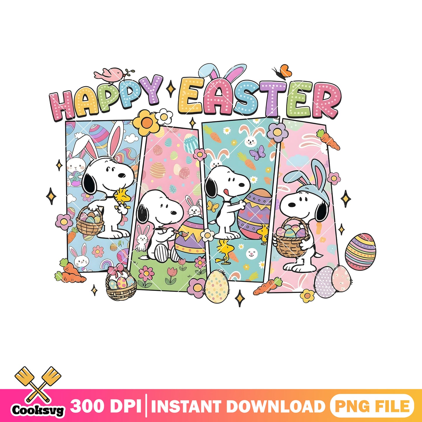 Cartoon snoopy easter day png, happy easter png, snoopy png
