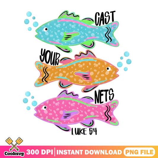 Cast Your Nets Luke 5 4 PNG, Christian Fish PNG, Bible Verse PNG