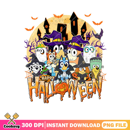 Castle friends bluey happy halloween png, bluey cosplay png, bluey family png
