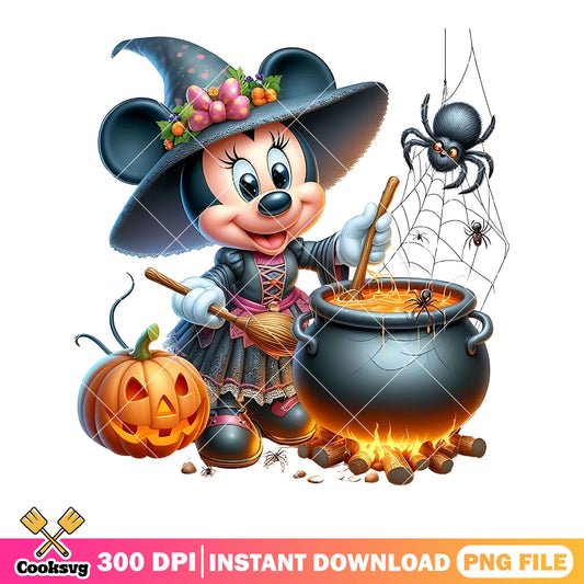 Cauldron Minnie spider png, jack o lantern png, disney character png