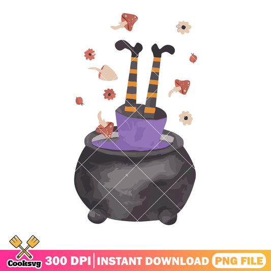 Cauldron the witches png, tiny mushroom png, halloween scary png