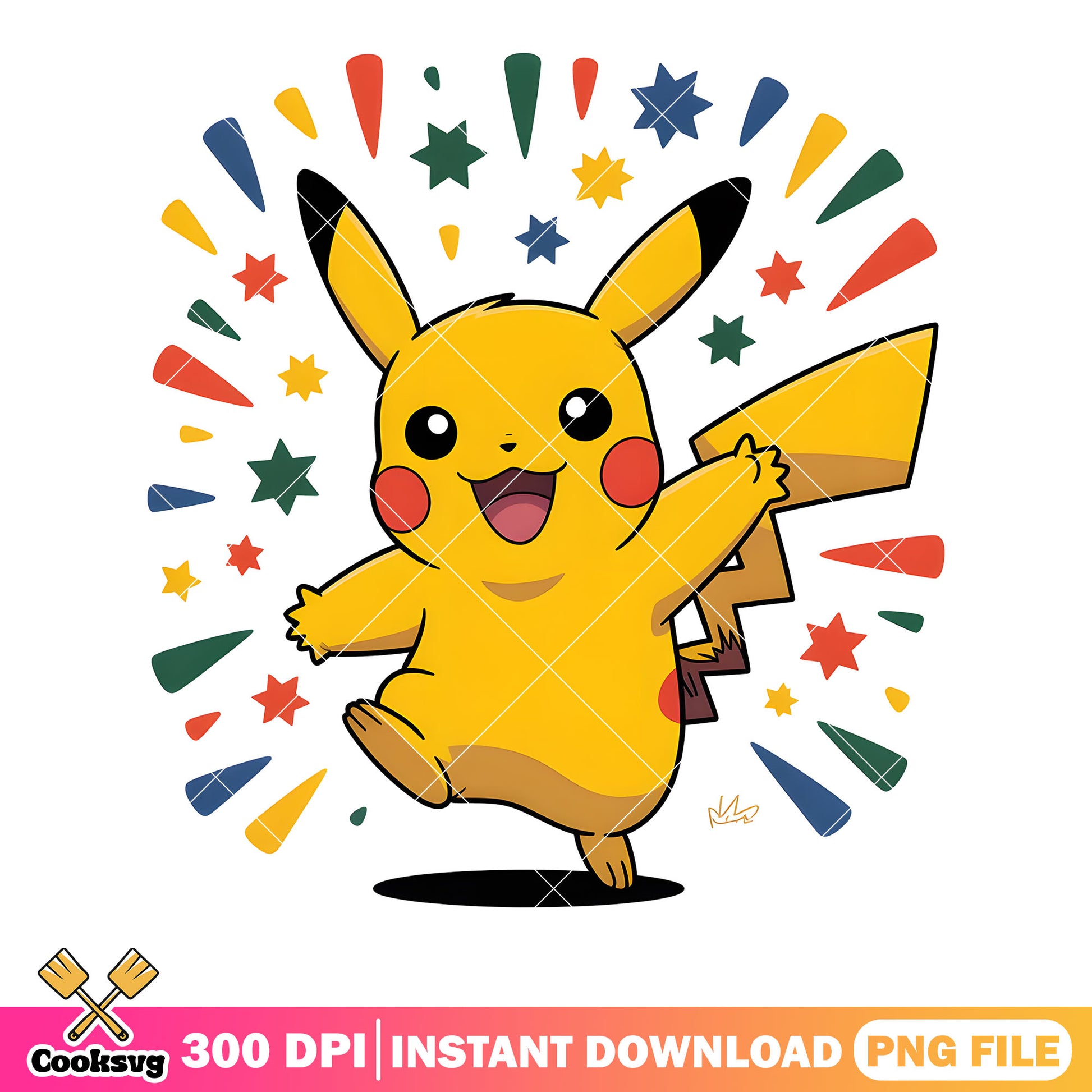 Celebration pikachu poster png, pokemon poster png, pikachu png