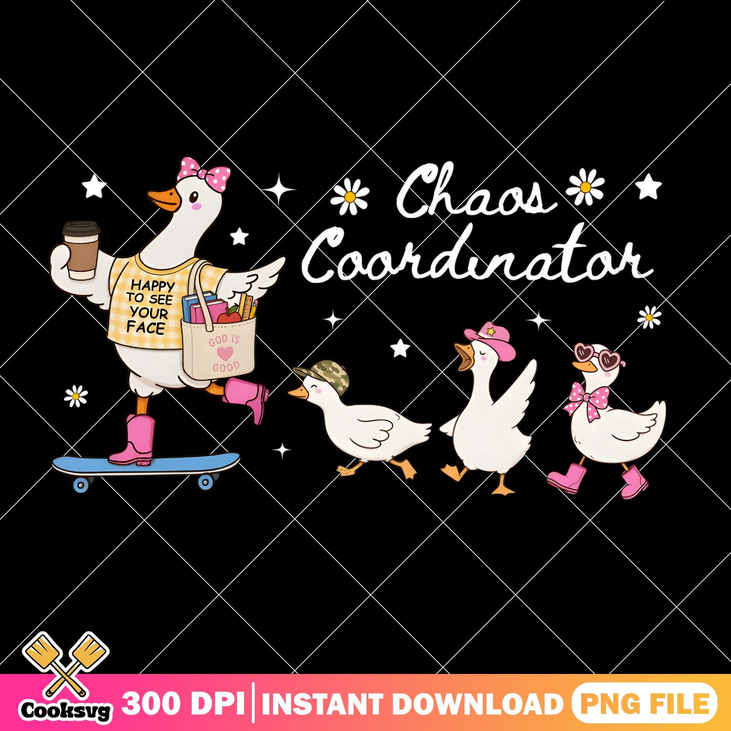 Chaos Coordinator Duck PNG, Funny Teacher Duck PNG, Back To School PNG