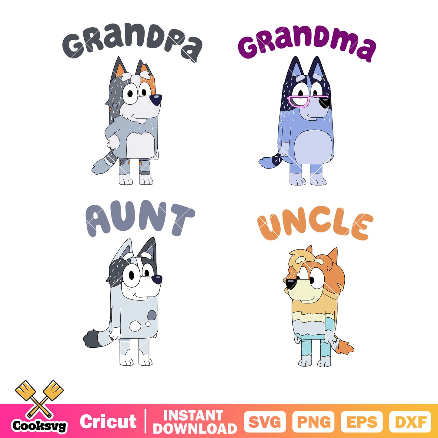 Character bluey movie svg, grandpa of bluey svg, uncle of bluey svg