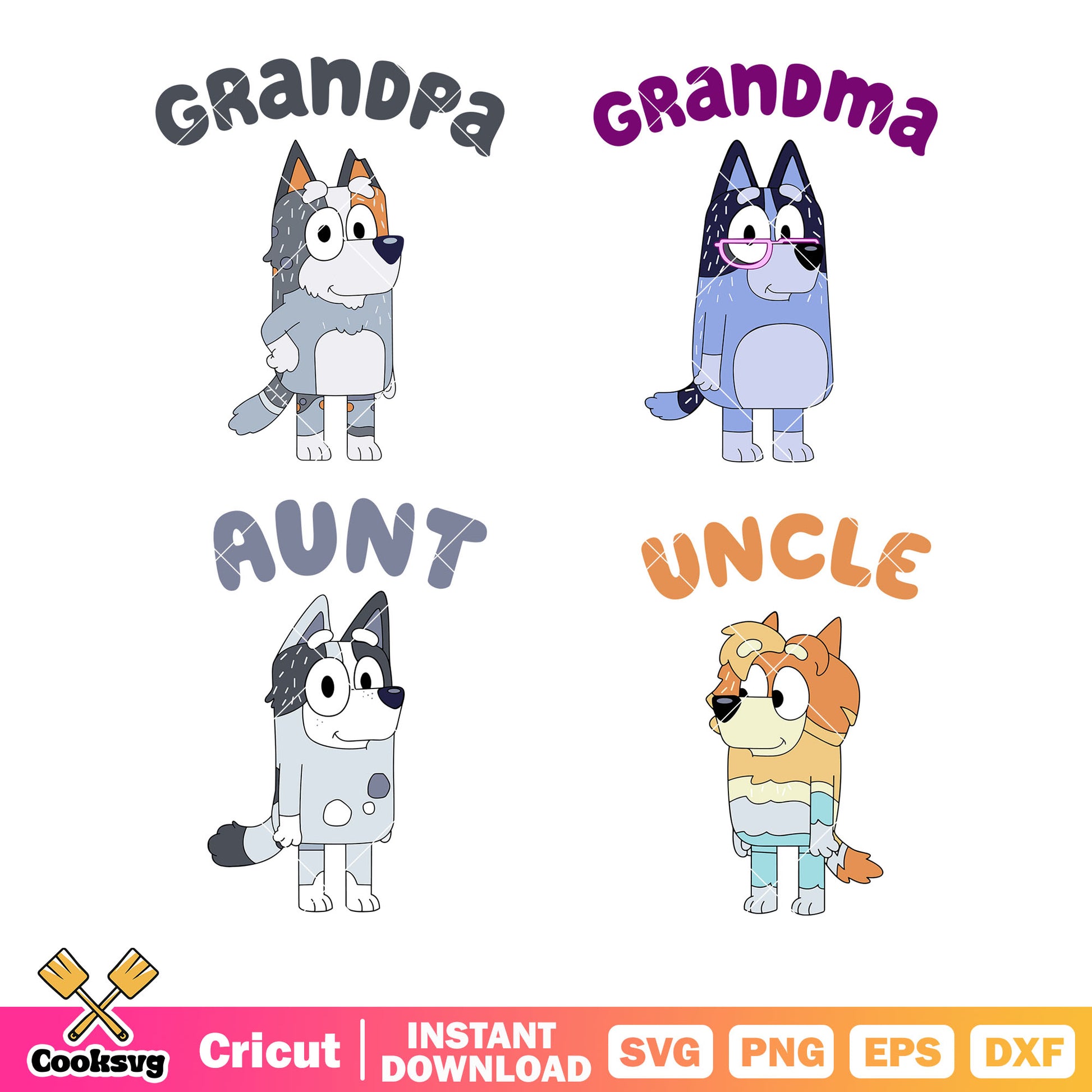 Character bluey movie svg, grandpa of bluey svg, uncle of bluey svg