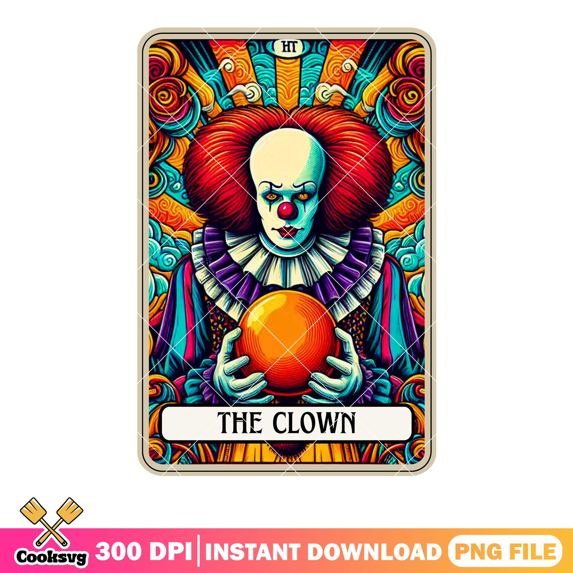 Character penny wise clown png, red eyes png, magic cloud​ png