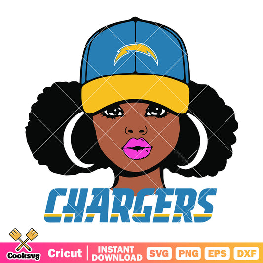 Chargers queen la girl svg, Los angeles​ chargers svg, ​afc west svg