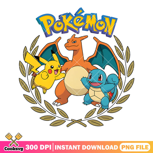 Charizard pikachu squirtle png, pokemon poster png, nintendo switch png