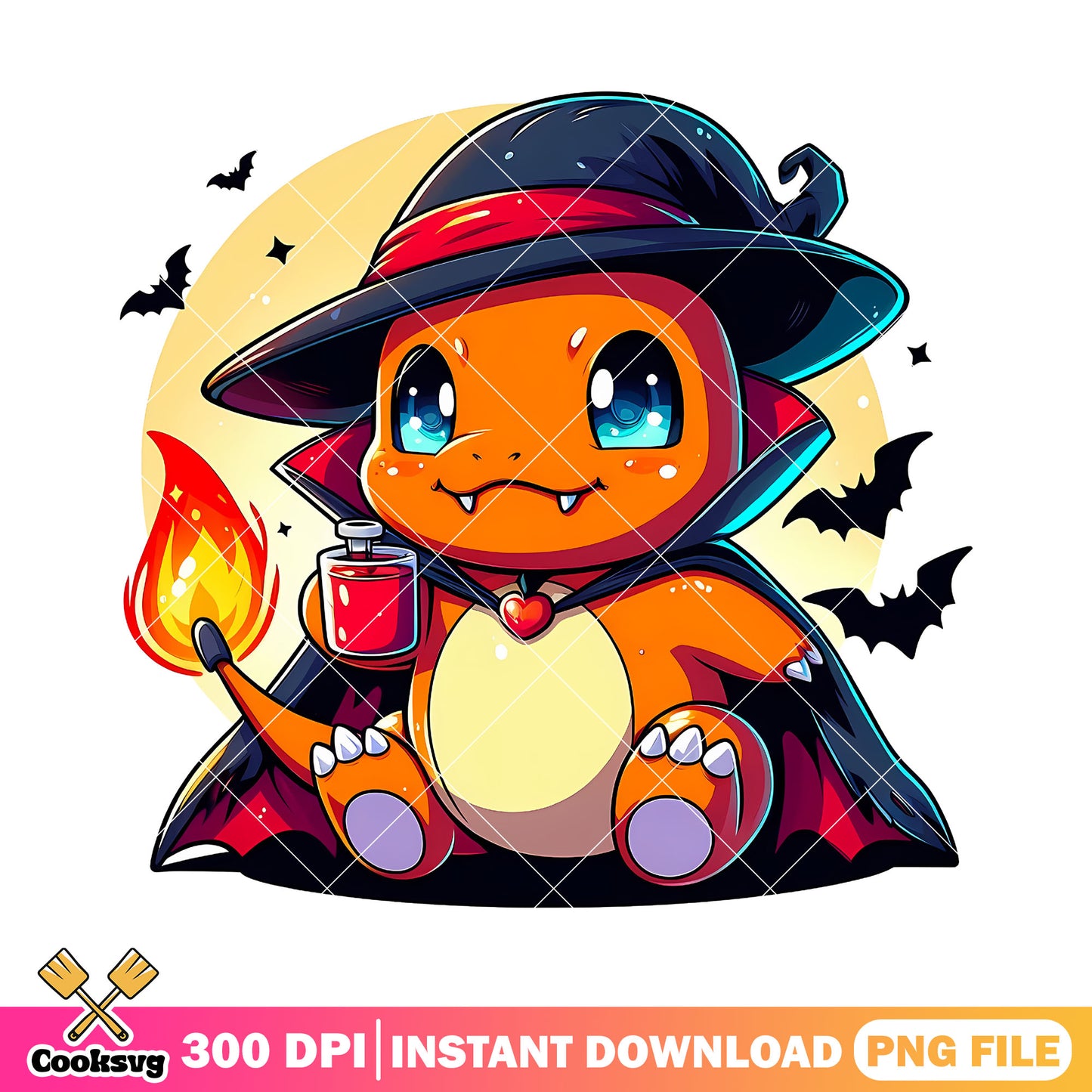 Charmander Vampire Costume png, halloween png, pokemon png