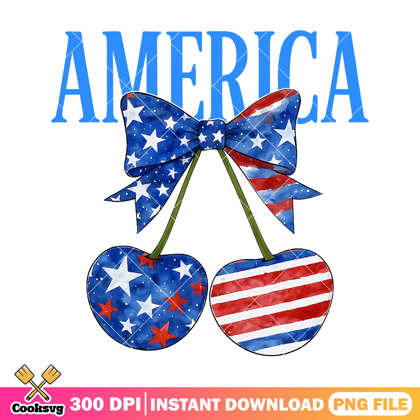 Cherry america blue bow png, cherry america png, america bow tie png