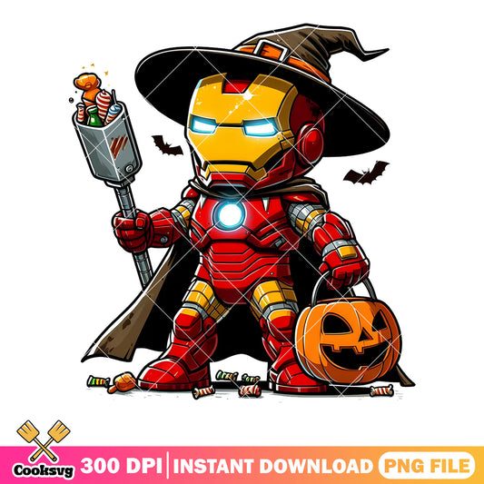 Chibi Iron Man png, halloween witch​ png, Marvel Halloween png