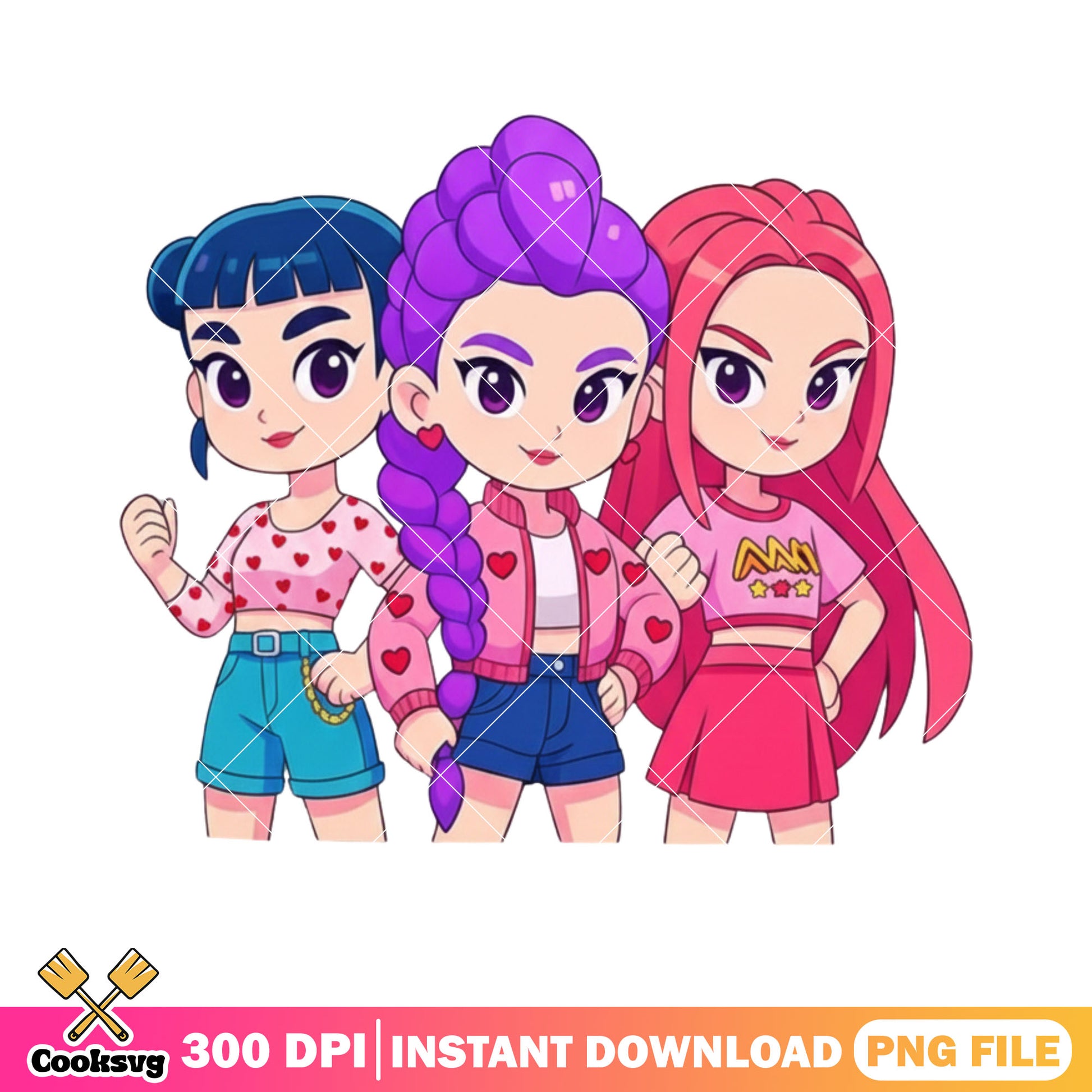 Chibi animation huntrixpng, kpop demon hunters png, valentines huntrix png