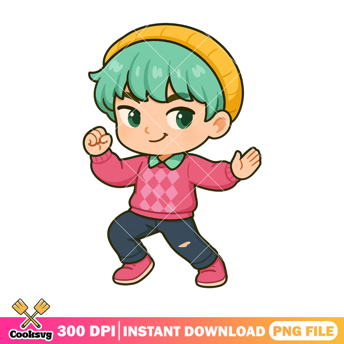 Chibi baby dancing pose png, baby saja png, saja boys band png