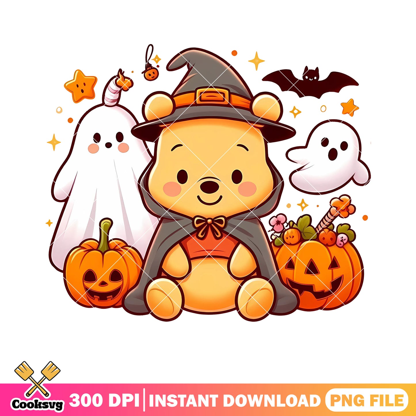 Chibi baby pooh the winnie png, disney halloween png, ghost baby​ png