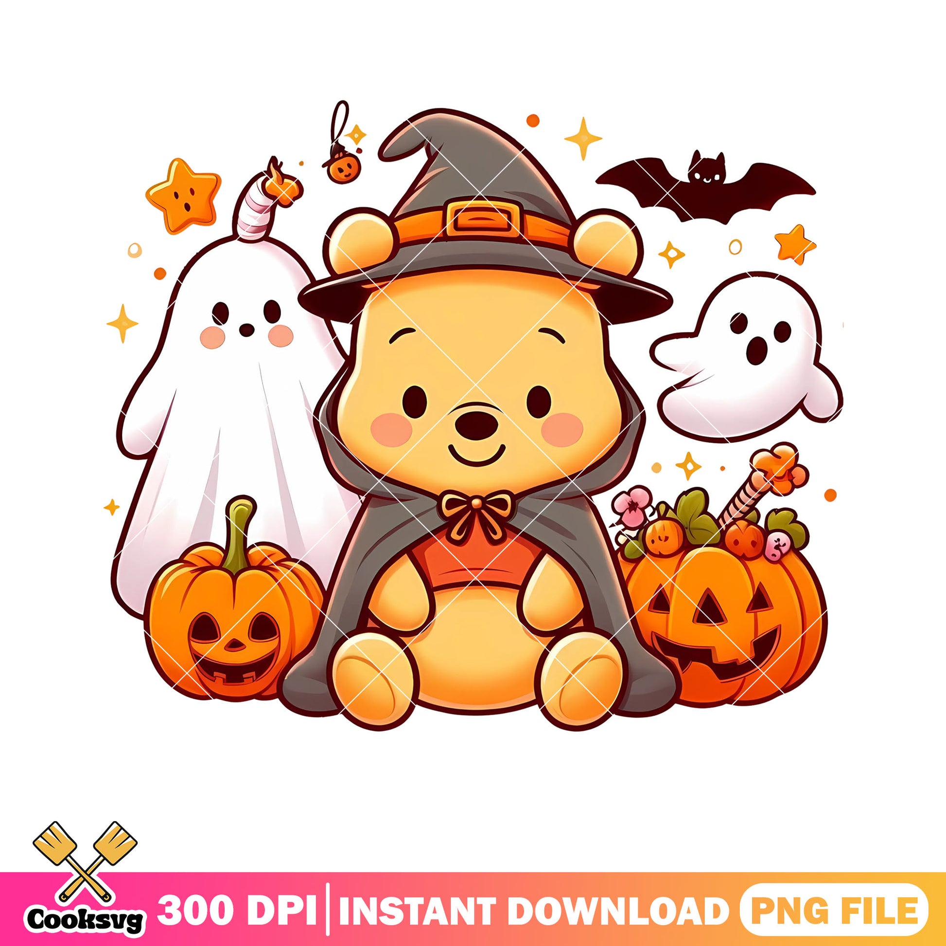 Chibi baby pooh the winnie png, disney halloween png, ghost baby​ png