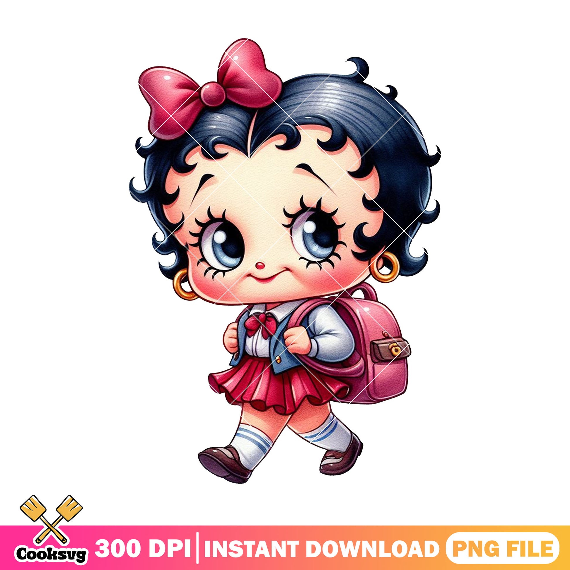 Chibi betty boop png, back to school art png, betty boop​​ png