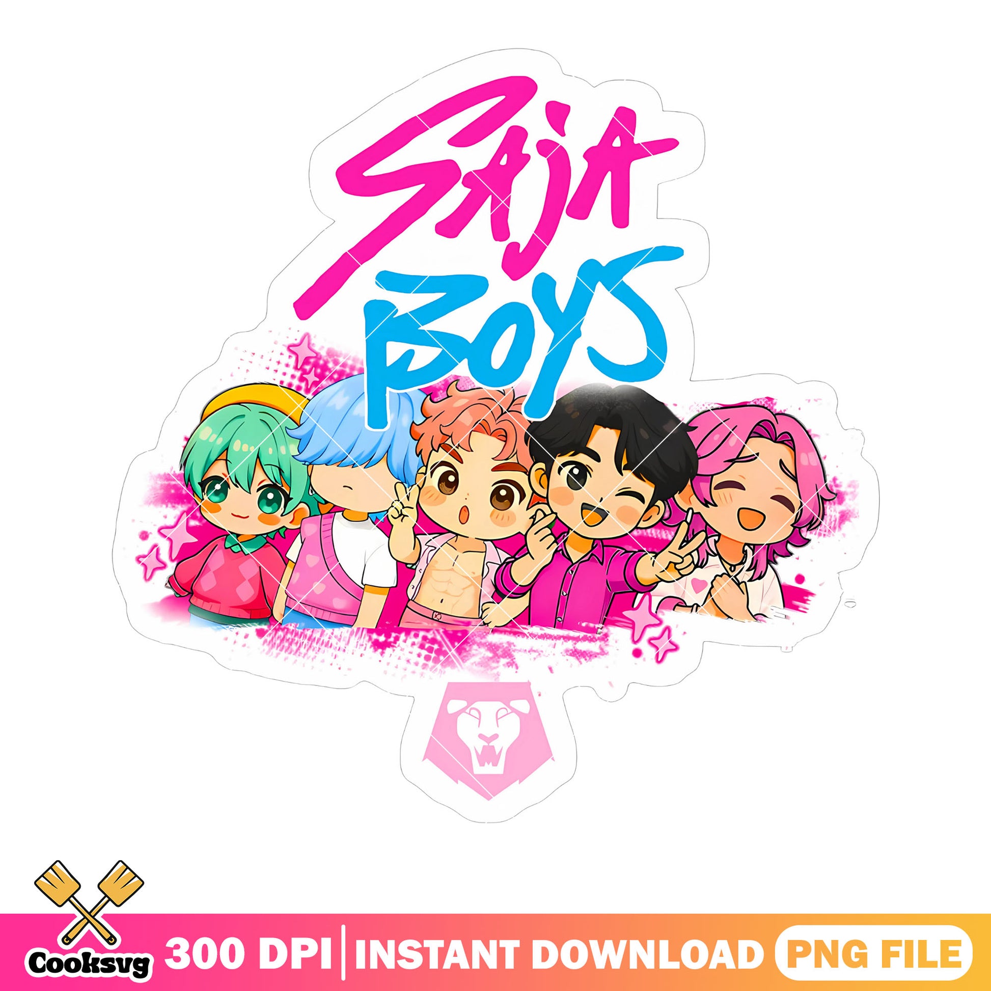 Chibi boys saja sticker png, cute chibi png, jinu saja boys png