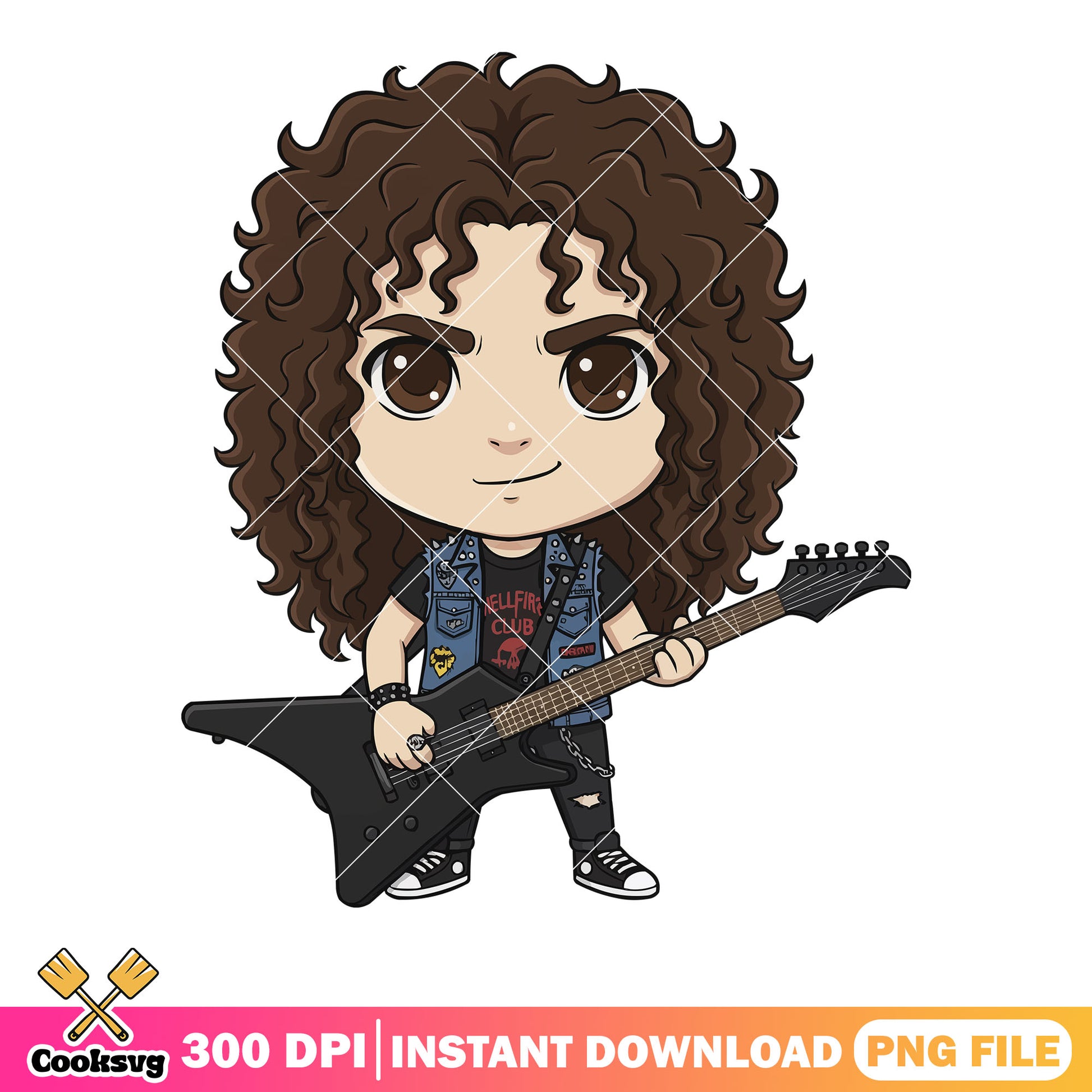 Chibi eddie rock character png, stranger things png, netflix movies ​png
