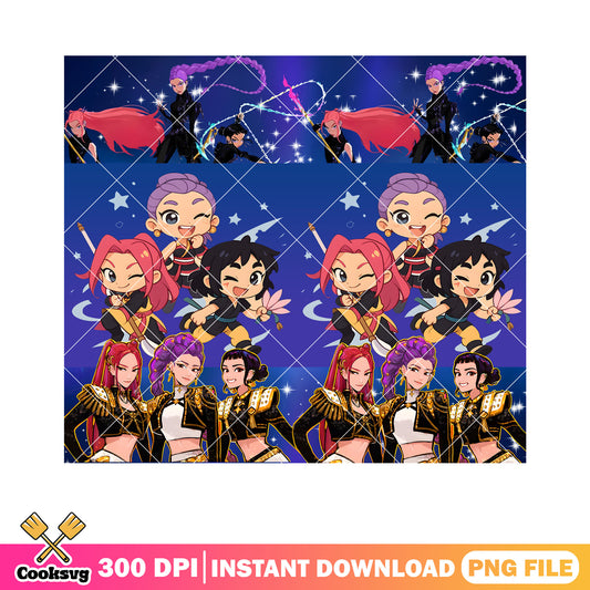 Chibi girls kpop anime png, anime girls huntrix png, royal warrior png