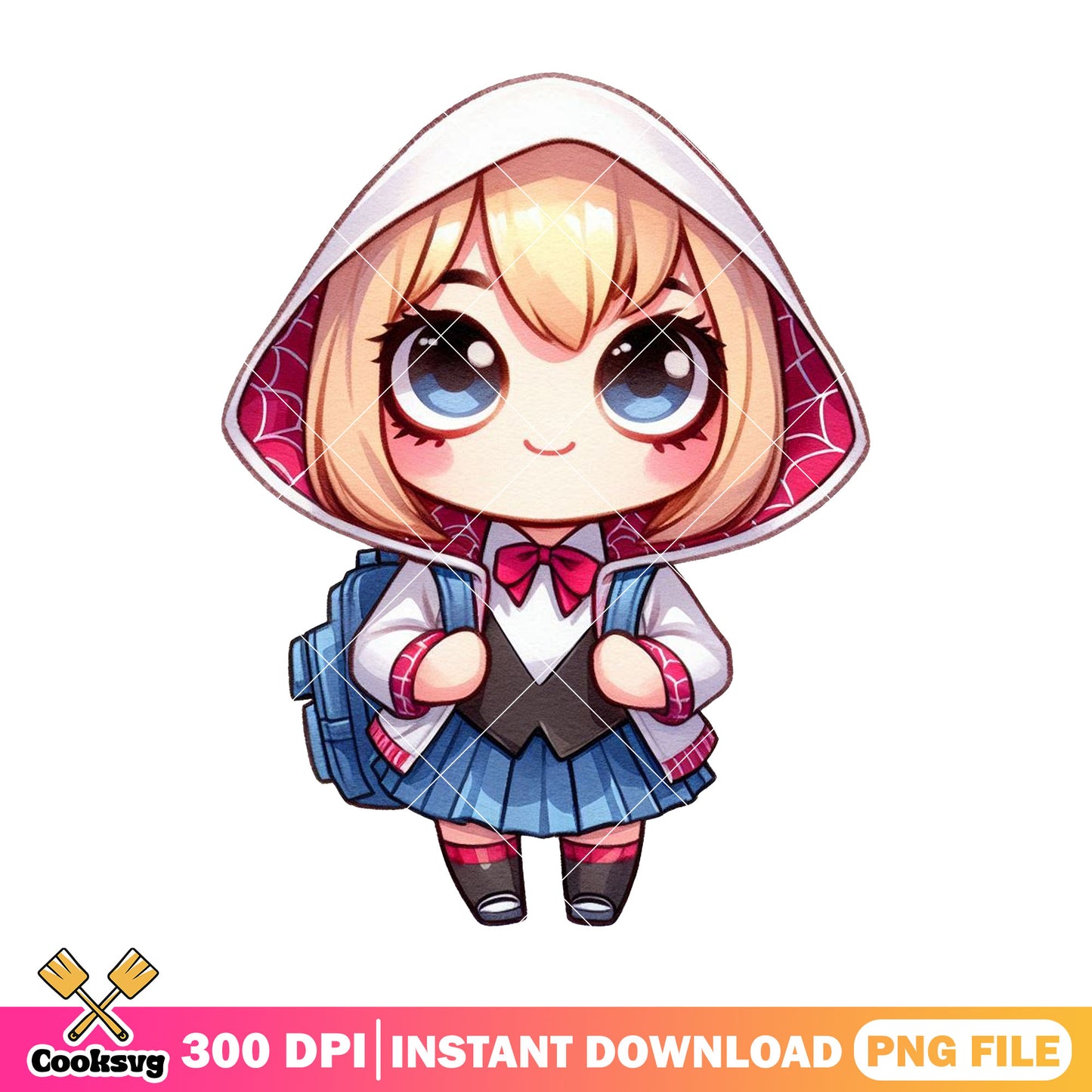 Chibi gwen stacy png, gwen stacy costume png,​​ go back to school png