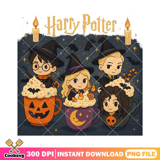 Chibi halloween wizards png, horror chibi png, happy halloween png
