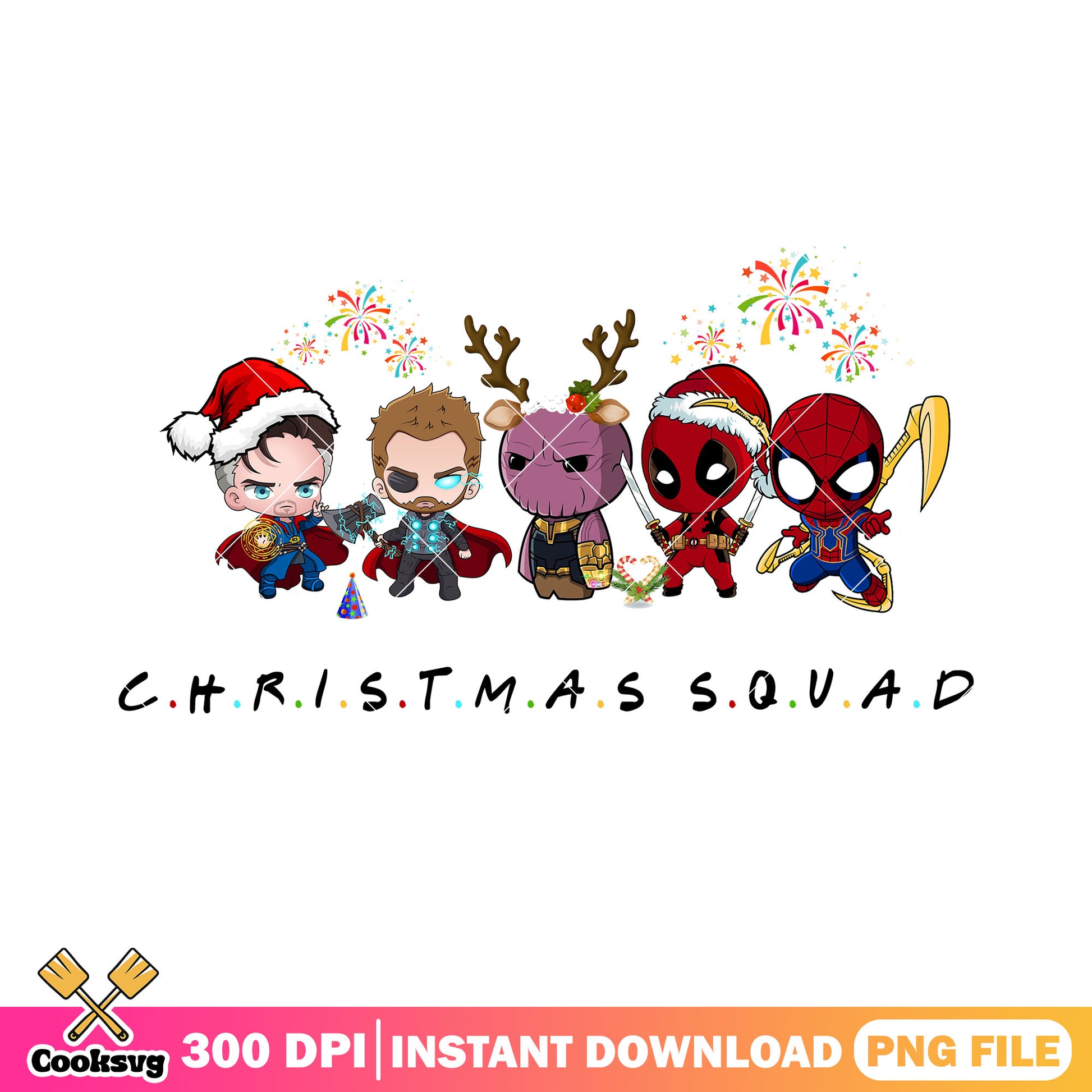 Chibi heroes christmas png, style christmas png, deadpool png