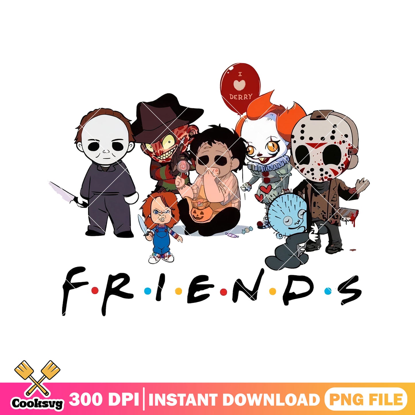 Chibi horror characters friends design png, horror chibi png
