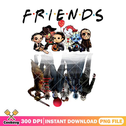Chibi horror movie characters friends design png, best horror movie pngs