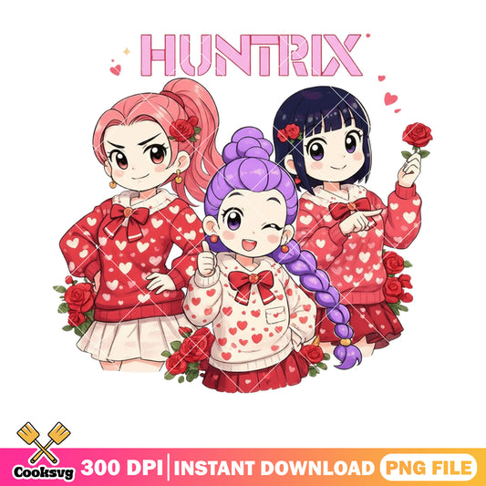Chibi huntrix valentines png, kpop demon hunters png, valentines season png