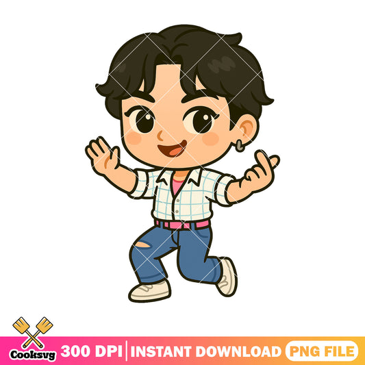 Chibi jinu cheer up pose png, jinu saja png, love saja boys png