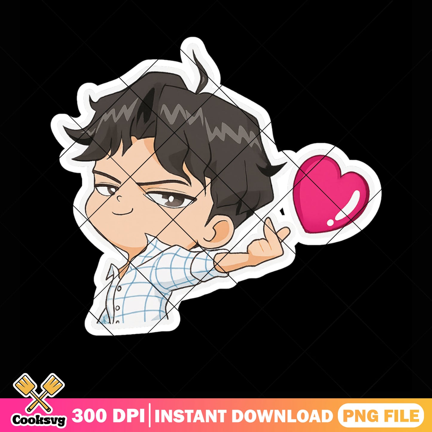 Chibi jinu love shot png sticker, saja boys band png, jinu saja png
