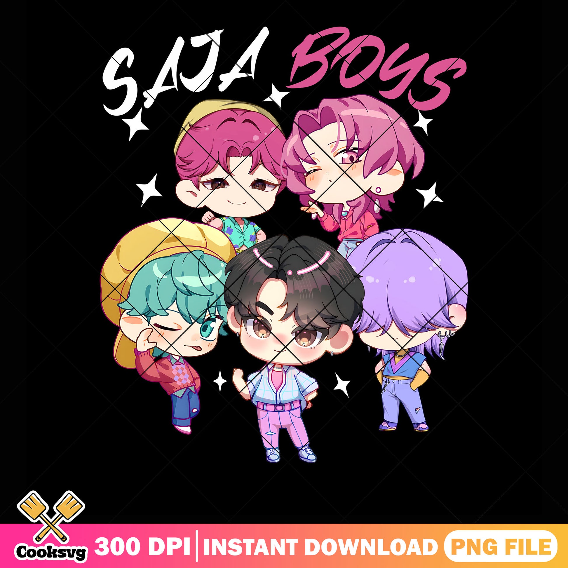 Chibi kpop boys png, kpop saja png, kpop demon hunters png