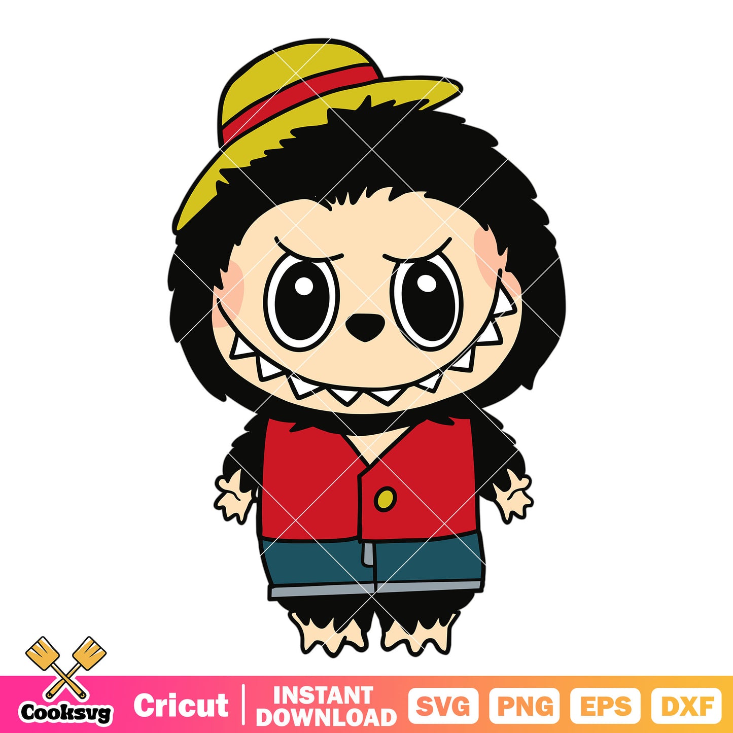 Chibi labubu luffy svg, labubu one piece svg, luffy labubu​ svg