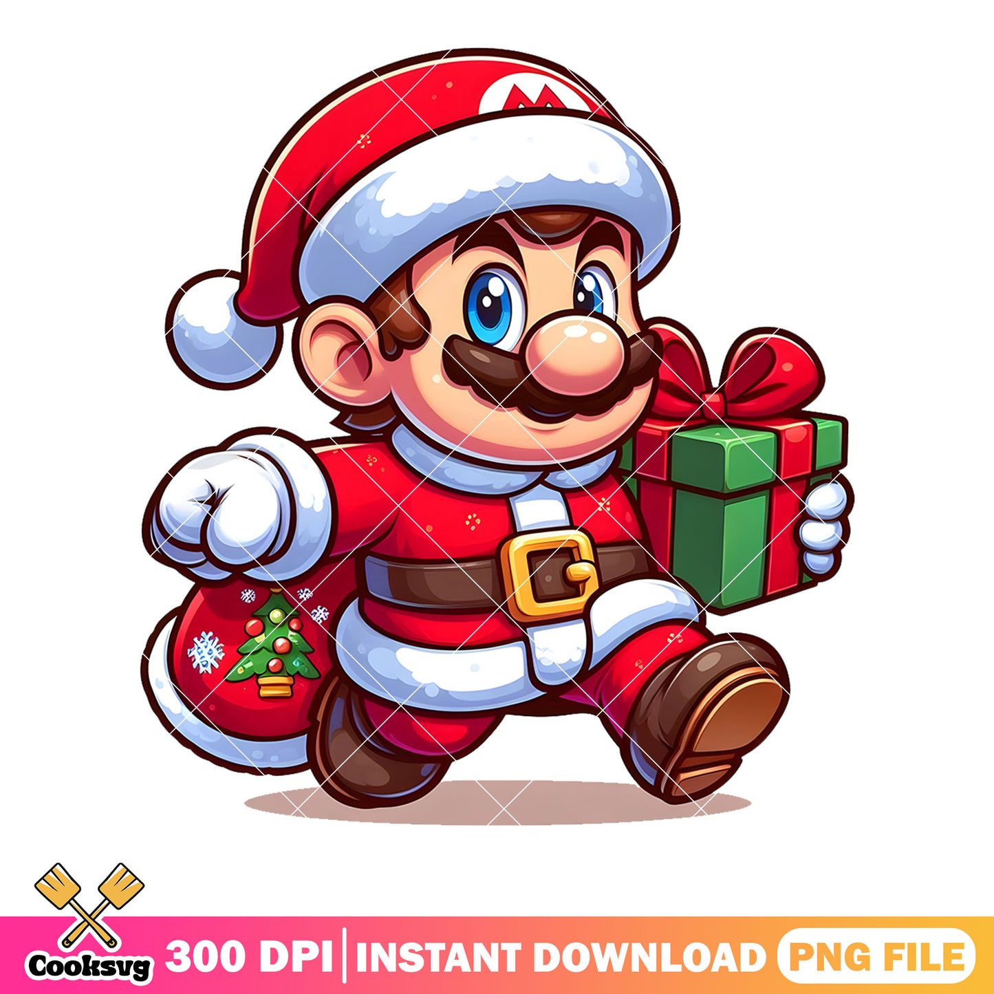 Chibi mario santa christmas png, mario funny png, super mario png