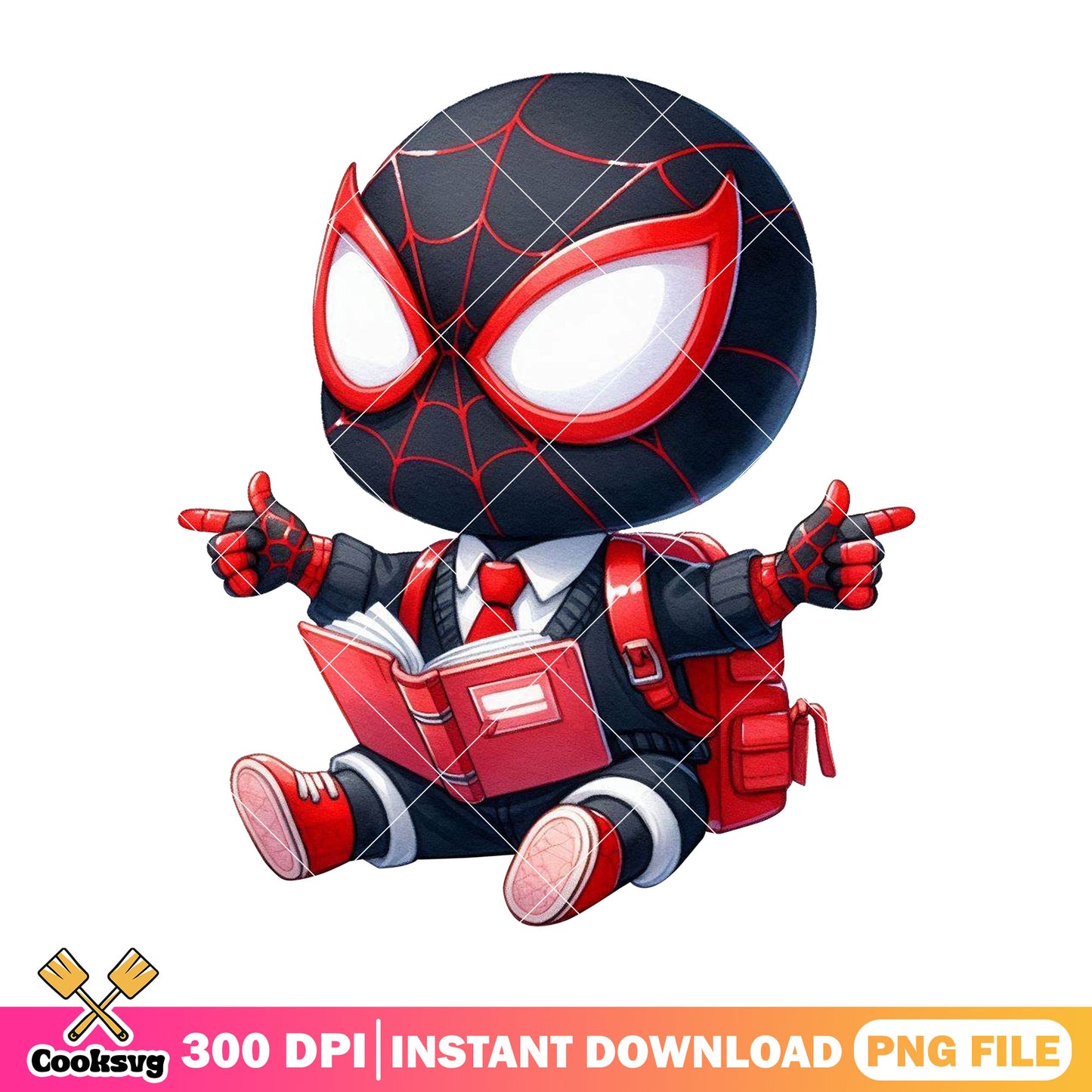 Chibi miles morales png, back to school outfit png, spiderman cute png