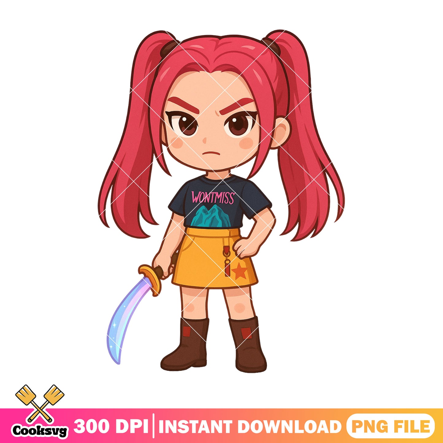 Chibi mira cute anger png, mira huntrix png, huntrix kpop png