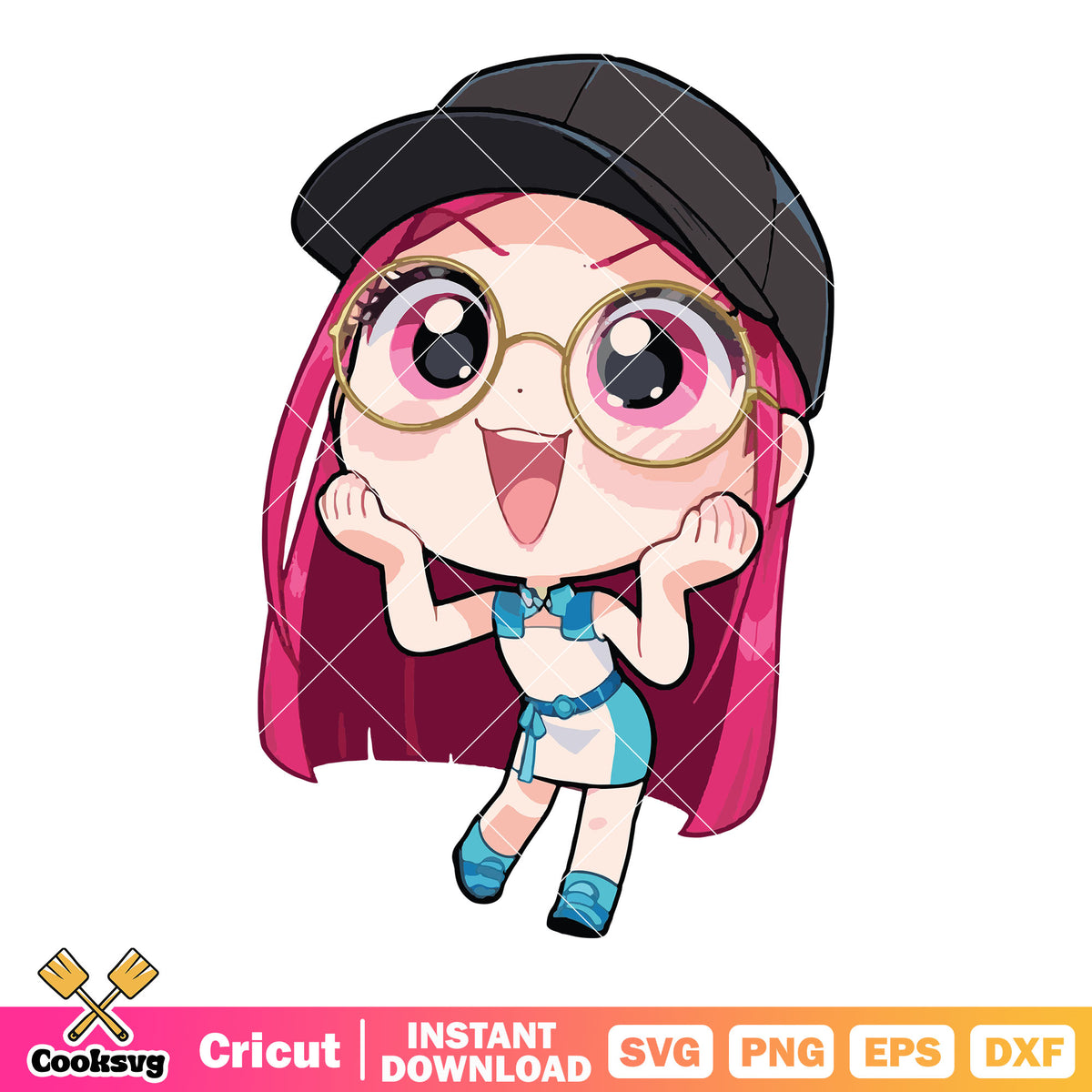 Chibi mira design svg, mira huntrix svg, huntrix netflix svg