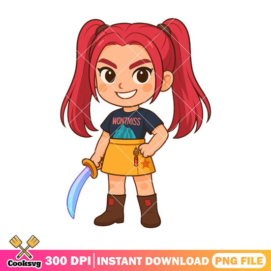 Chibi mira standing pose png, mira kpop png, kpop huntrix png