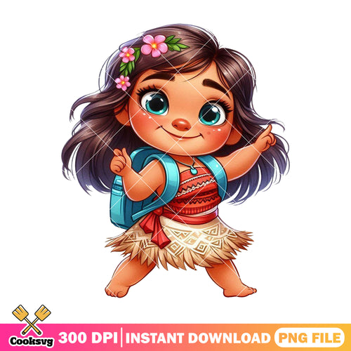 Chibi moana design png, back to school day png, disney moana png