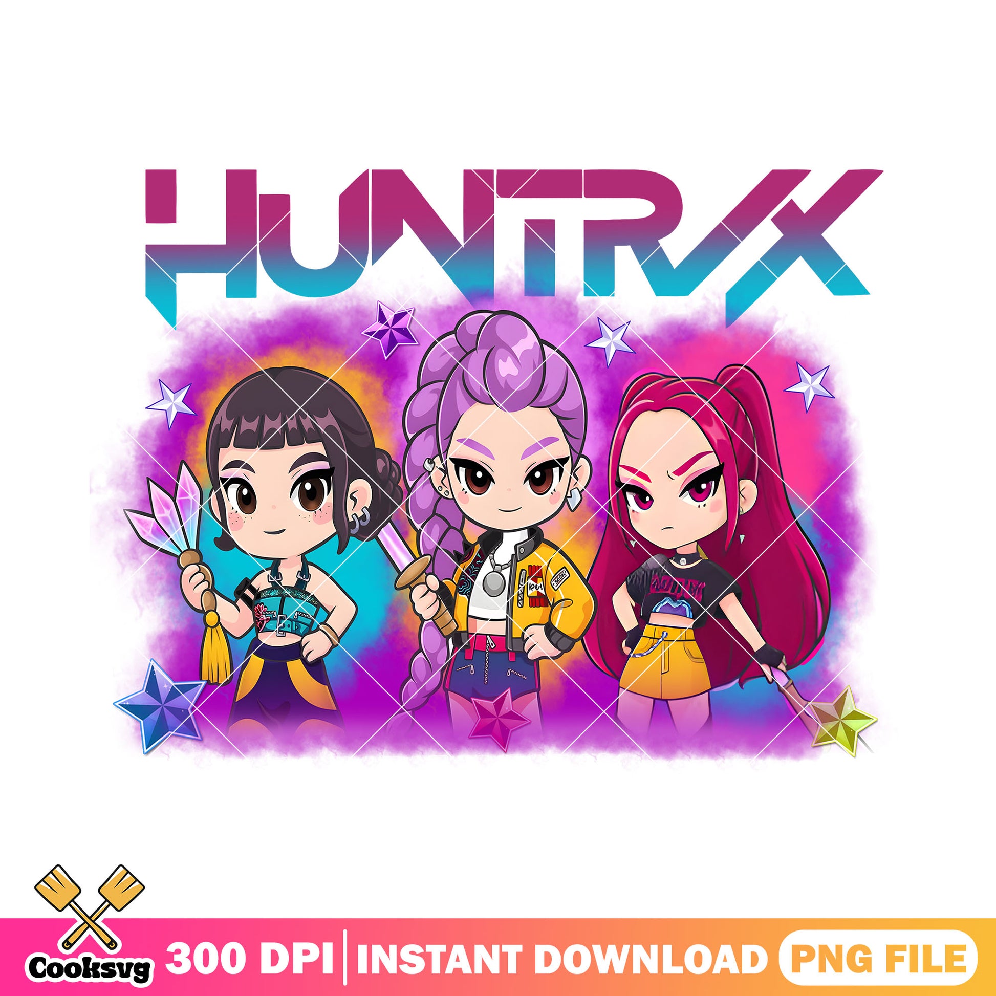 Chibi pop star hunter png, kpop huntrix png, huntrix netflix png
