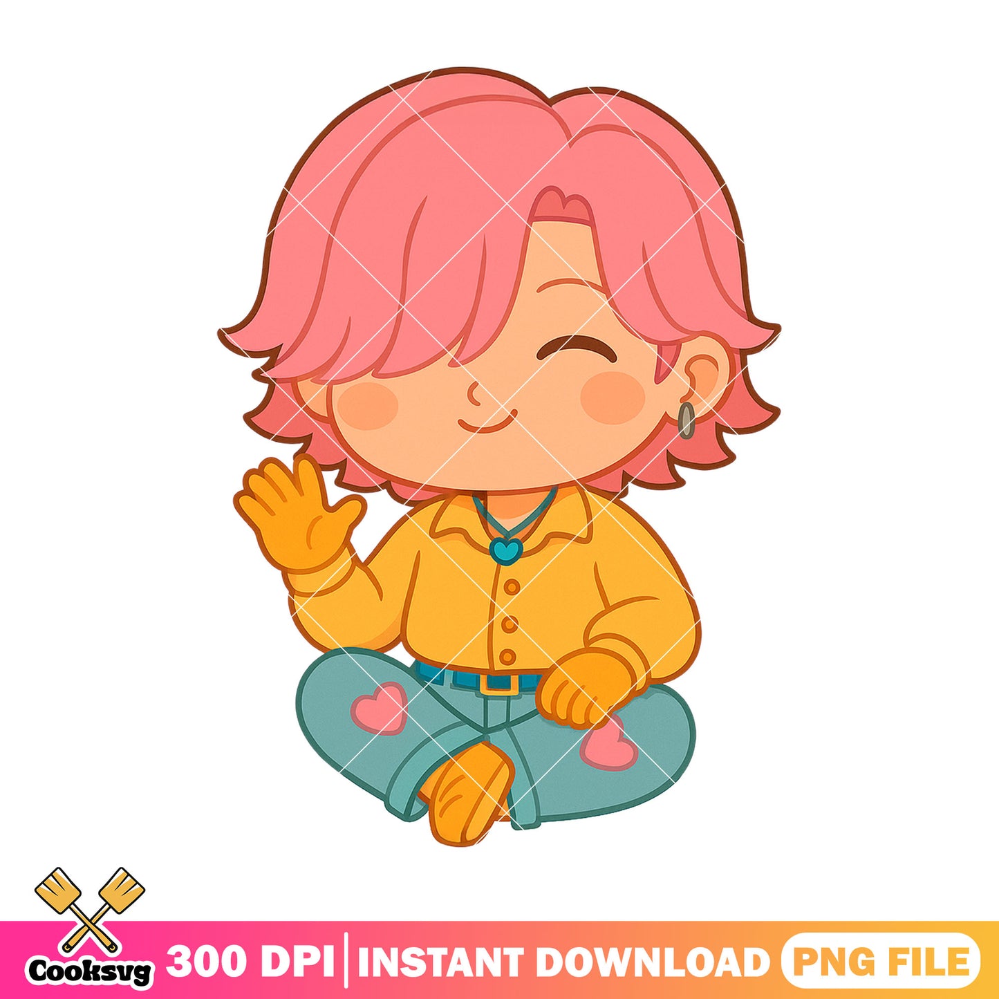 Chibi romance sitting pose png, romance saja png, kpop hunters png